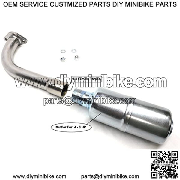 Exhaust with Muffler for: Coleman Powersports CT200U 196cc/6.5HP Gas Mini Bike. - Image 5