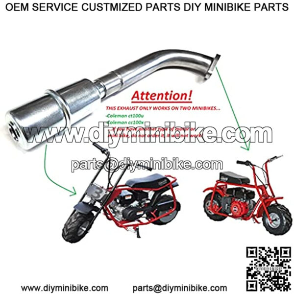 Exhaust With Muffler for: Coleman ct100u / cc100x Mini bike. - Image 2