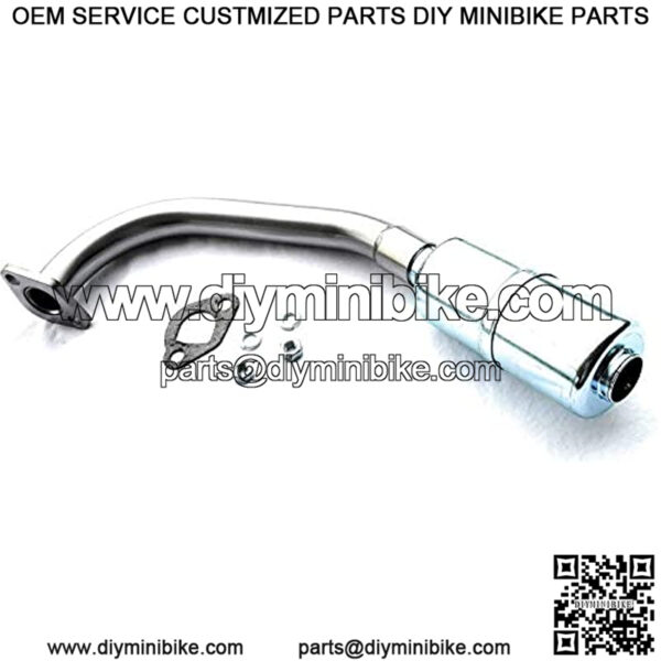 Exhaust With Muffler for: Mega Moto 212cc Pro, RB200, Monster Moto Classic 212cc, Mega Moto MM-B212-MXS, Gas Powered Mini Bike.