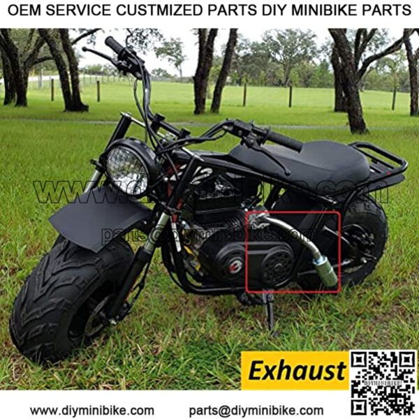 Exhaust With Muffler for: Mega Moto 212cc Pro, RB200, Monster Moto Classic 212cc, Mega Moto MM-B212-MXS, Gas Powered Mini Bike. - Image 2