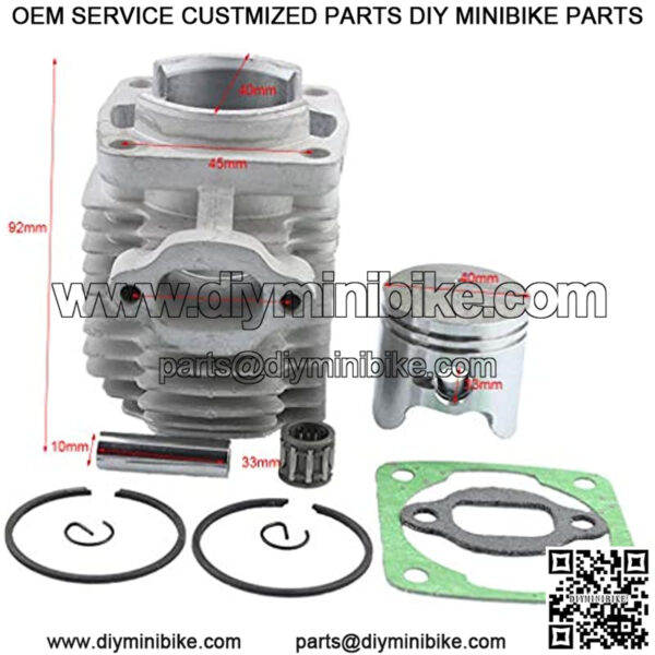 40mm Bore Cylinder Kit with Piston for 2 Stroke 47cc 49cc Pocket Bike Mini Quad Chain Saw - Image 3