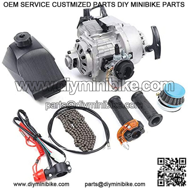 2 Stroke 49cc Engine Motor Single Cylinder Kit, High-Performance Mini Pull Start Engine for Pocket Bike Mini Dirt Bike Atv or Scooter (Us Stock)