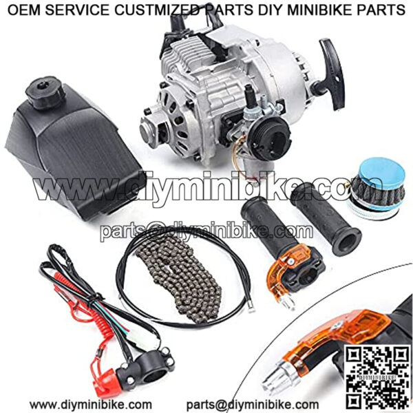 2 Stroke 49cc Engine Motor Single Cylinder Kit, High-Performance Mini Pull Start Engine for Pocket Bike Mini Dirt Bike Atv or Scooter (Us Stock) - Image 2