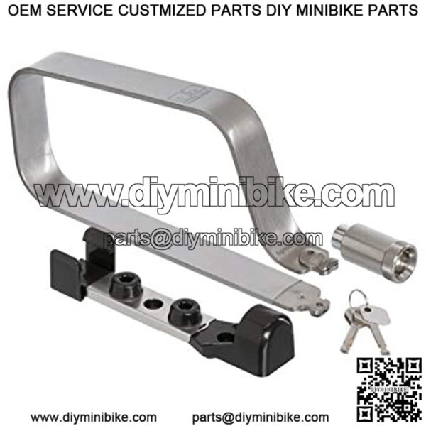 Mini+ Titanium Bike Locks. This Bicycle U Lock with Mounting Clip is Heavy Duty, Lightweight & High Security. Features Disc-Style U-Locks with 2 Keys (4"/102mm Wide, 8"/203mm Long)
