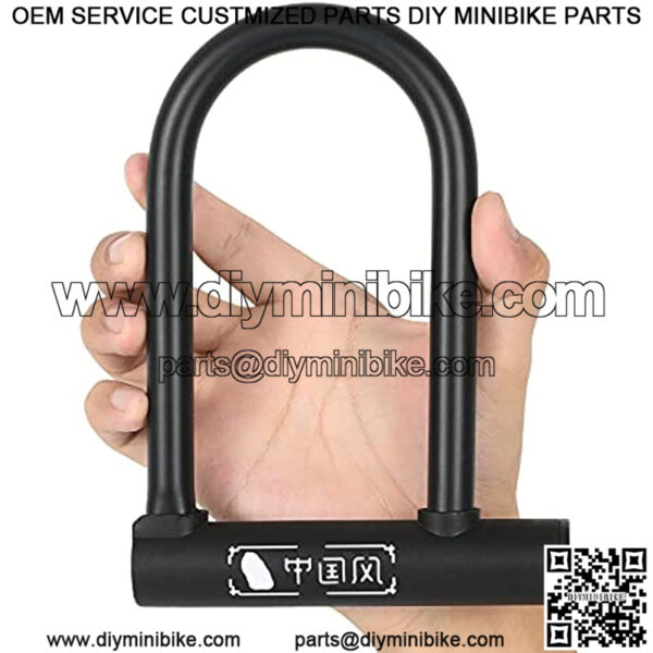 Mini Bike U Lock Compact Bicycle U Lock with Key, Sturdy Security Anti Theft Heavy Duty Cycling Locks for MTB Road Folding Bikes (Black, 14mm, Steel Mount Bracket, 2 Key)