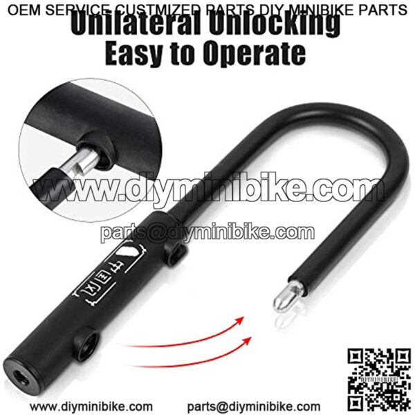 Mini Bike U Lock Compact Bicycle U Lock with Key, Sturdy Security Anti Theft Heavy Duty Cycling Locks for MTB Road Folding Bikes (Black, 14mm, Steel Mount Bracket, 2 Key) - Image 3