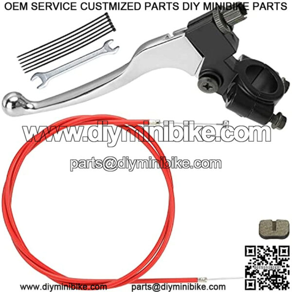 7/8" 22mm Left Brake Clutch Handle Lever 155cm Cable with Brake Pads for Coleman CT100U CC100X Baja Doodle Bug DB30 98cc 100cc 3hp Motovox MBX10 MBX11 Monster Moto Powersport Mini Bike Parts