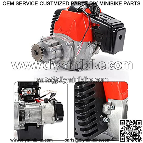 49cc 2-Stroke Engine Single Cylinder with Gearbox, Aluminum Exhaust Motor Complete Pull Start GDAE10 for Mini Choppers Bikes Replace Accessories Pocket Super Dirt Pit Bike ATV Scooter - Image 3