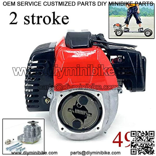 2 Stroke 49CC Pull Start Engine Motor Mini Pocket Engine for Pit Bike ATV Buggy Single Cylinder Engine for Scooters, Mini Choppers, Pocket Bikes - Image 3