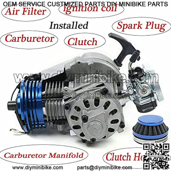 49CC Racing Engine Set 2 Stroke 1.8kw 11000rmp High Performance Single Cylinder Motor with 6 Teeth 25h Sprocket Complete Racing Engine Kit for Pocket bike Mini Dirt Bike Quad ATV - Image 2