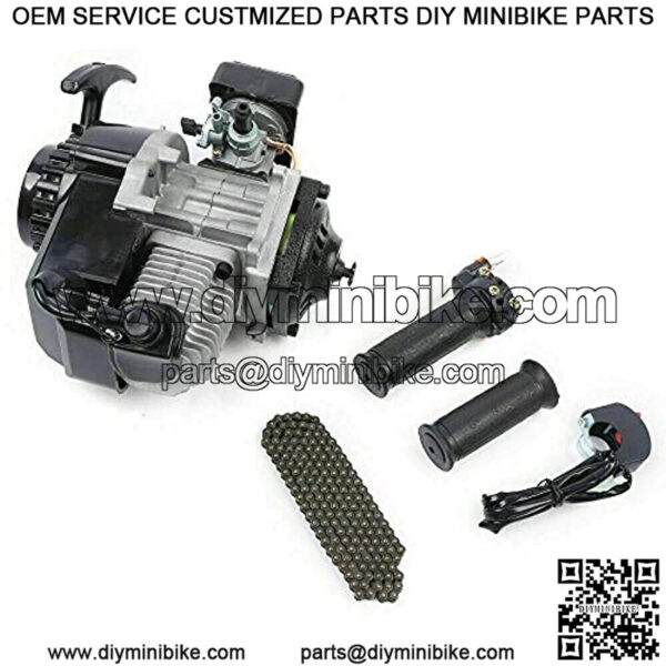 Engine Motor Kit, 49Cc 2-Stroke Recoil Force Starts the Engine Motor for Pocket Bike Mini Dirt Bike Atv Scooter - Image 2