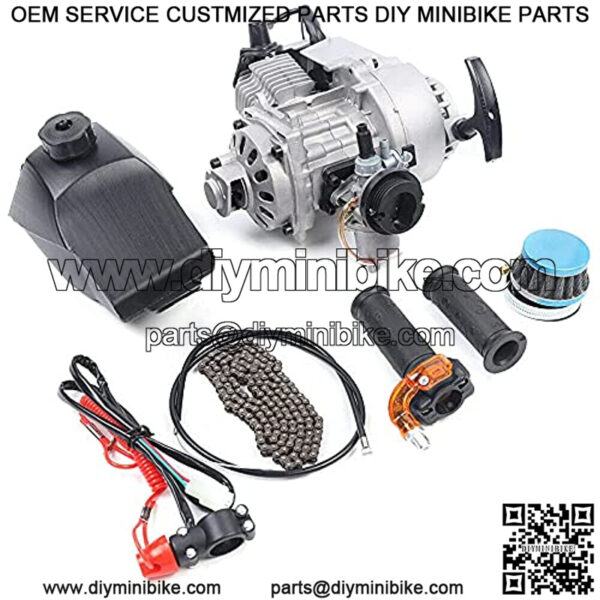 49CC 2-Stroke Mini Pull Start Engine Starter Motor for Pocket Bike Mini Dirt Bike Mini ATV Scooter, Engine Motor Replacement Kits (US Stock)