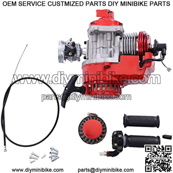 49CC 2 Stroke Engine Single Cylinder Pull Start Bike Engine Motor 2 Stroke Mini Dirt Bike Engine for Pocket Bike Scooter