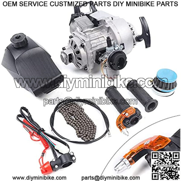 49cc Engine Motor Kit, 2-Stroke Gas Motor Bike Kit Single Cylinder Pull Start Mini Engine for ATV Scooter Pit Bike(25H 136L Chain) - Image 2