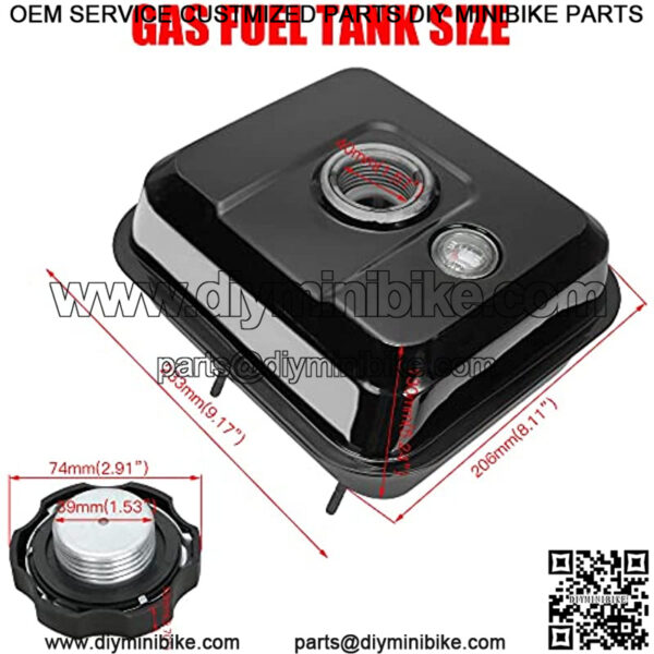 Upgrade Gas Fuel Tank with Fuel Level Gauge for Predator 212cc 196cc 6.5hp GX160 GX200 Baja Warrior MB165 MB200 Coleman CT200U BT200X KT196 Hammerhead 80T Go Kart Engine Mini Bike Parts Black - Image 2