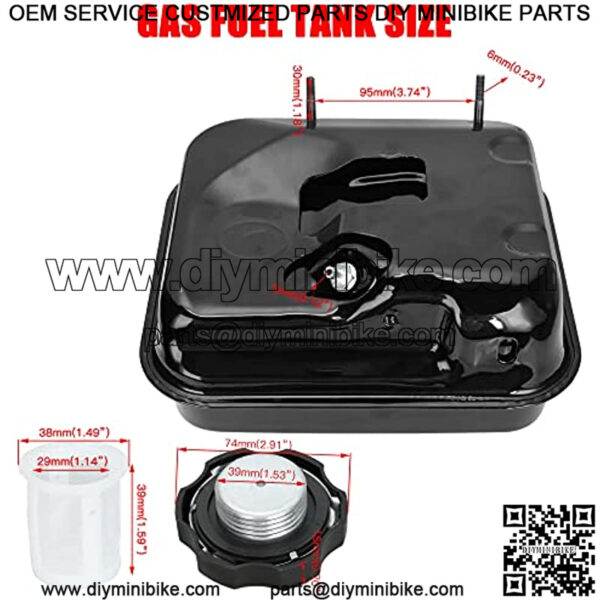 Upgrade Gas Fuel Tank with Fuel Level Gauge for Predator 212cc 196cc 6.5hp GX160 GX200 Baja Warrior MB165 MB200 Coleman CT200U BT200X KT196 Hammerhead 80T Go Kart Engine Mini Bike Parts Black - Image 4