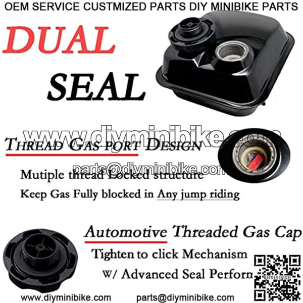 Side Port & Screw on Gas Tank For Coleman BT200X CT200U CT200UEX, Baja Warrior MB200 Mini Bike Fuel Tank Replacement for Hemi/ Non Hemi Predator 212 Ghost 212cc 224 MAX performance Engine - Image 3