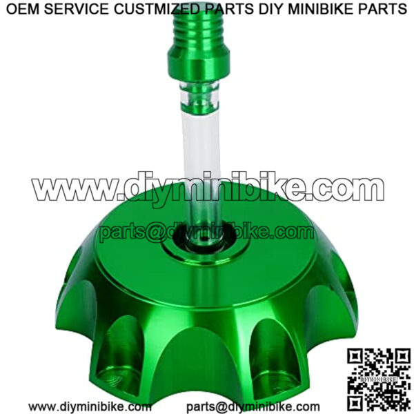 CNC Aluminum Alloy Gas Fuel Tank Cap, Mini Bike Gas Tank Cap with Vent Tube for 50cc 70cc 90cc 110cc Taotao RFZ SSR Coolster Moto 125cc 140cc 150cc 160cc ATV Pit Dirt Bike Motorcycle-Green