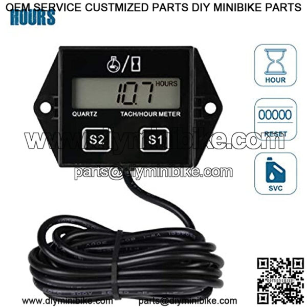 Maintenance Hour Meter,Engine RPM Gauge,Replaceable Battery for Lawn Tractor Generator Chainsaw Mini Bike Outboard Motor Scooter Snowmobile Pressure Washer - Image 2