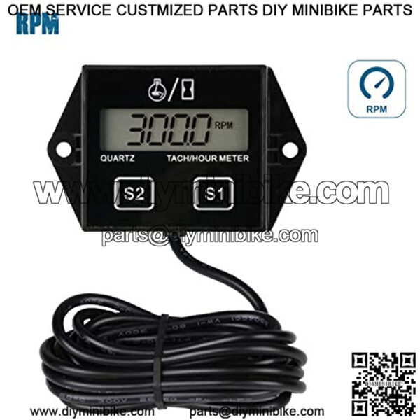 Maintenance Hour Meter,Engine RPM Gauge,Replaceable Battery for Lawn Tractor Generator Chainsaw Mini Bike Outboard Motor Scooter Snowmobile Pressure Washer - Image 3