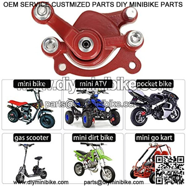 Brake Caliper and Pad for Classic 80cc MM-B80 105cc MM-B105 1000w MM-E1000 Motovox MBX10 MBX11 Coleman CT100U CC100X Mini Bike 47 49cc Mini ATV Standard Scooter Dirt Pocket Bike Go Kart Red - Image 4