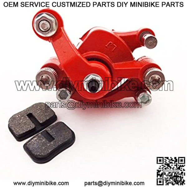 Red Rear Right Side Disk Disc Brake Caliper + Spare Brake Pads For 2 Stroke 43cc 47cc 49cc Engine Chinese Mini Pocket Dirt Bike Scooter Minimoto