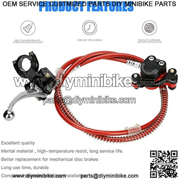 Upgraded Hydraulic Disc Brake Assembly Kit 50 inch Hose Tube Master Cylinder Caliper for Predator 79cc 97cc 2.8hp Baja Doodle Bug DB30 Blitz Dirt Bug Racer Coleman Mini Bike Motorsports Parts - Image 4