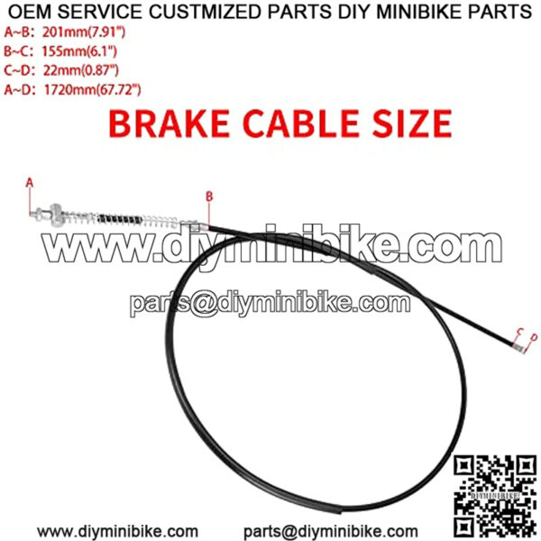 Upgrade 67" Rear Drum Brake Cable Left Clutch Brake Handle Lever Chain Tensioner Adjuster for 212cc 196cc 6.5Hp Coleman CT200U CT200U-EX Baja Warrior Hensim MB165 Massimo MB200 Mini Bike Parts - Image 3