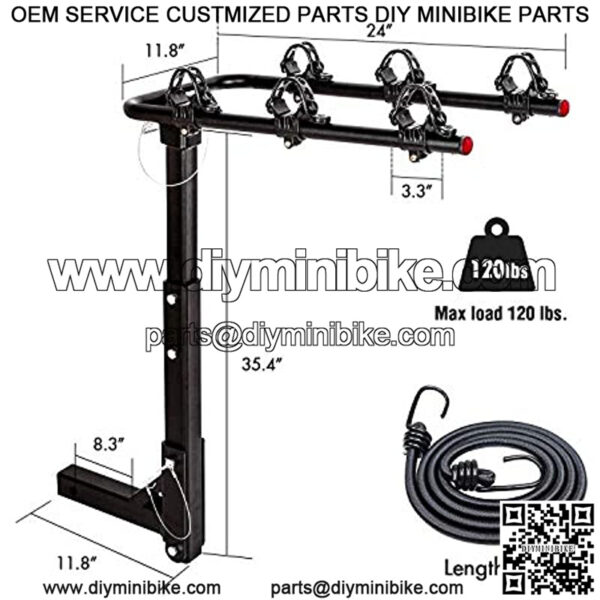 3 Bike Rack Platform Hitch Mount Rack Foldable Bicycle Rack for Cars, Trucks, SUV's and Minivans, Fits 2" Hitch Receiver - Image 2