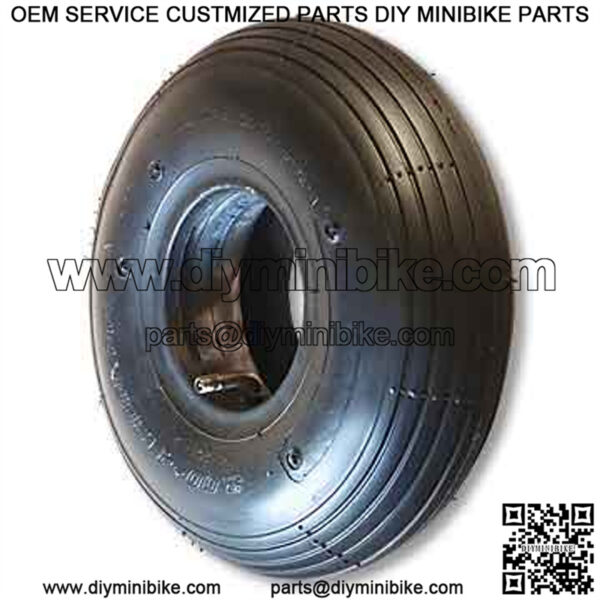 10 X 3.00 x 4 Ribbed Tire, 4 Ply, 3.2" Wide, 10.0" OD, Round Profile