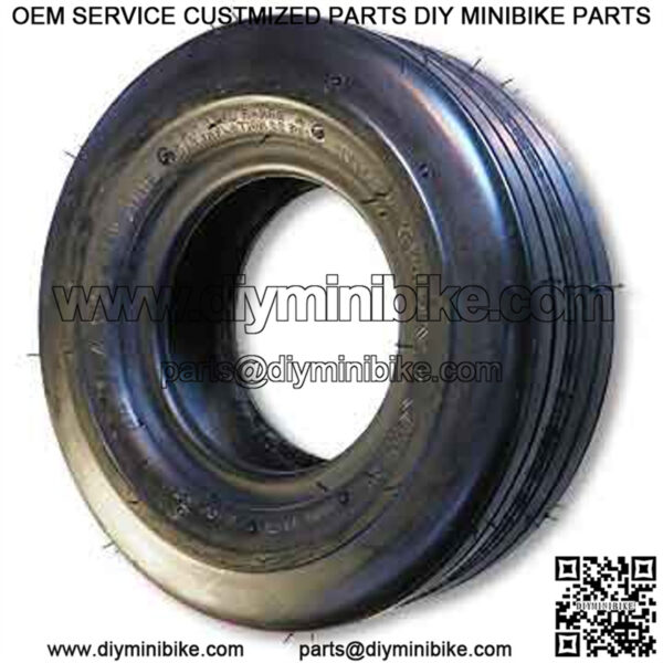 11 X 4.00 x 5 Ribbed Tire, 8 Ply, 3.2" Wide, 10.8" OD, Flat Profile