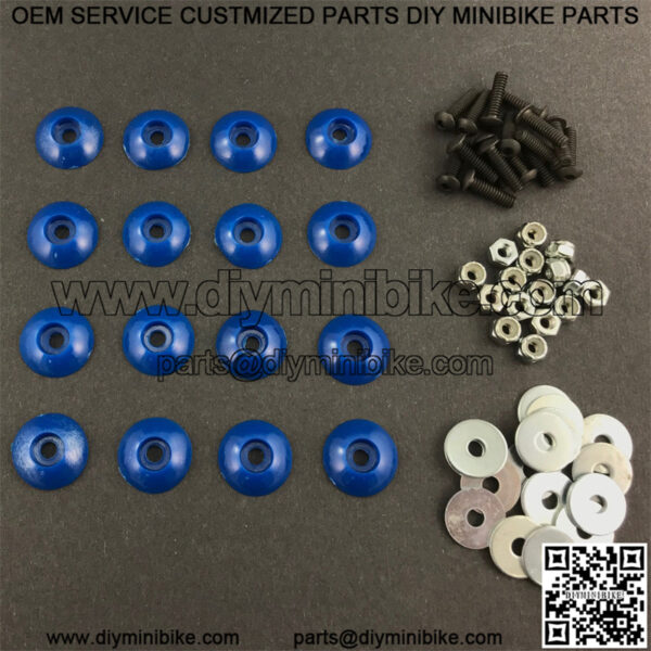 16-Piece Body Fastener Kit (Blue) for Mini Bike & Go Kart - Washers Bolts Nuts