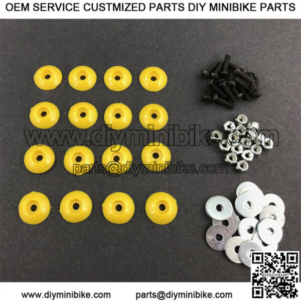 16-Piece Body Fastener Kit (Yellow) for Mini Bike & Go Kart - Washers Bolts Nuts