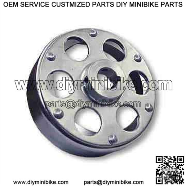 6" Brake Drum, Chrome Plated w/ Riveted Hub, 1" Bore