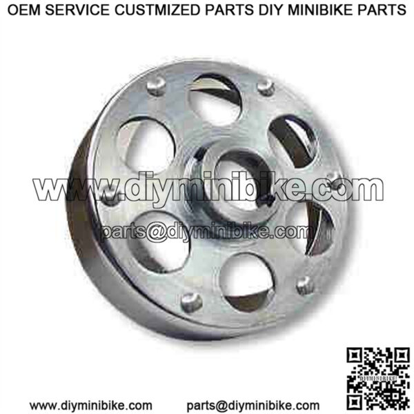 6" Brake Drum, Chrome Plated w/ Riveted Hub, 1-1/4" Bore