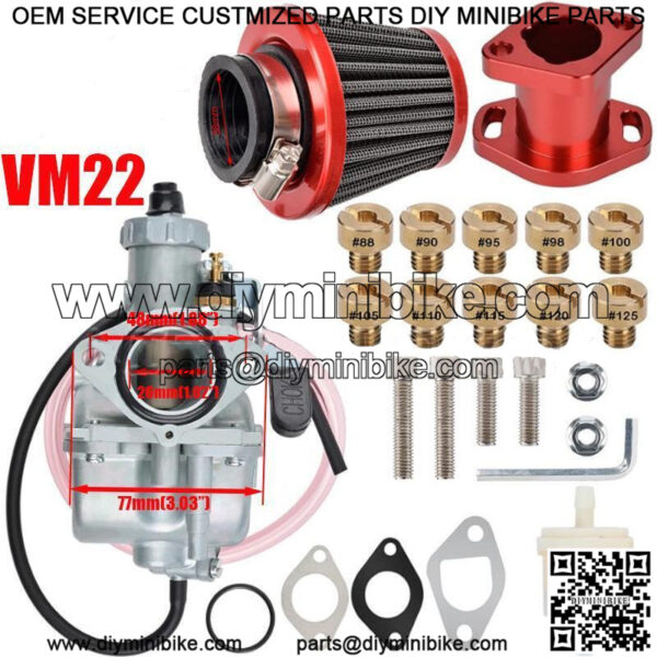 VM22 Carburetor Kit fit Mikuni Predator 212cc GX200 BK200 CT200U Mini Bike RED