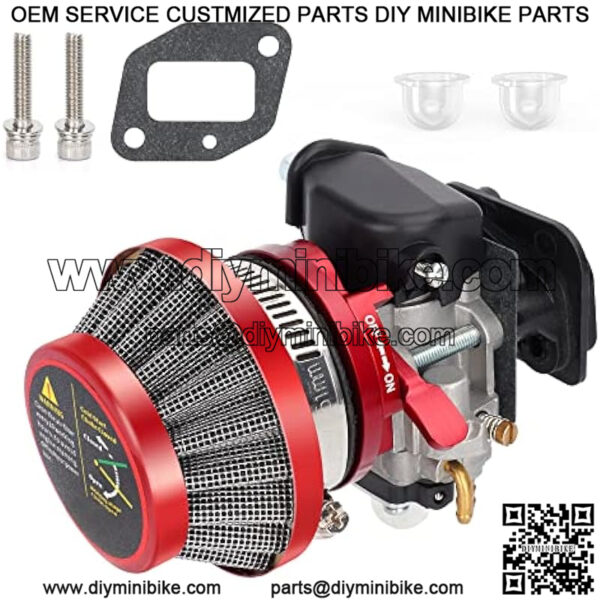 15mm Carburetor Upgrade Kit Air Filter Set Compatible with 2 Stroke 43cc 47cc 49cc Standup Gas Scooter ATV Quad Pocket Bike XG-550 BladeZ Moby X Red