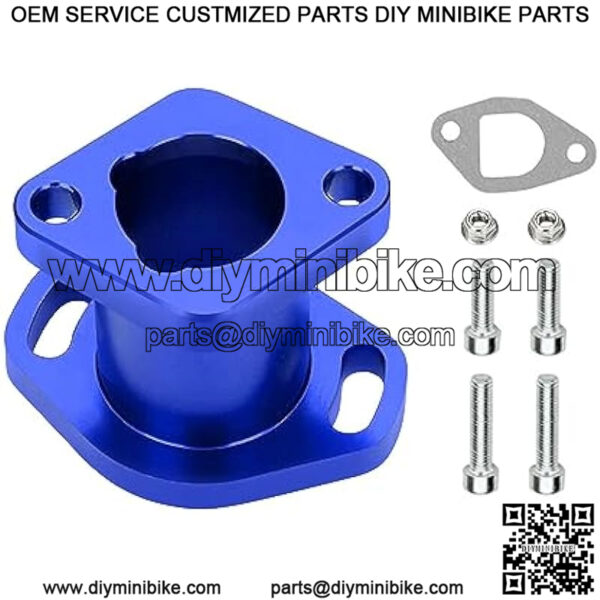 Performance Racing Intake Pipe Inlet Manifold CNC Aluminum with Gasket Screw for VM22 26mm Predator 196cc 212ccc CT200U Honda GX160 GX200 6.5HP OHV KT196 Clone Engines Mini Bike Go Kart Blue