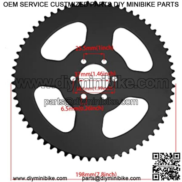 65 Teeth #35 Chain Rear Sprocket for 97cc 98cc 100cc 2.5hp Coleman CT100U Trail CC100X CK100 Baja Doodle Bug Blitz Dirt Bug Racer DB30 TrailMaster MB Storm Mini Bike Go Kart Drift Trike 6 Hole - Image 3