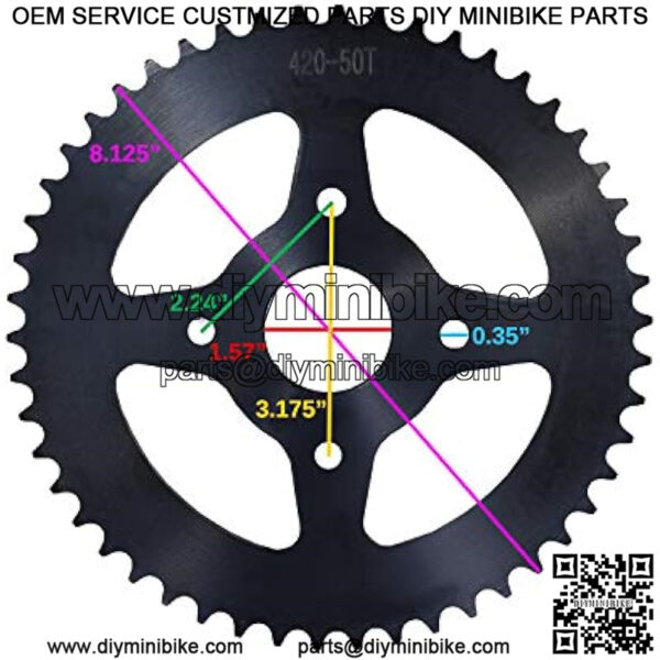 420 Chain 50 Tooth Rear Sprocket for Baja MB165 & MB200 Mini Bike - Image 2