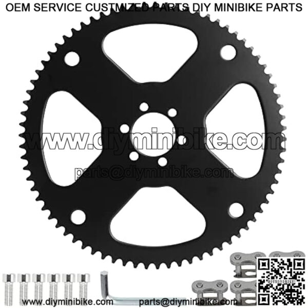 75 Tooth #35 Chain Rear Drive Sprocket Cog with Master Link for CT100U CC100X Baja Hensim Doodle Bug DB30 Motovox MBX10 MBX11 MM-B80 Classic 1000w Electric Mini Bike Go Kart Parts