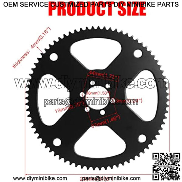 75 Tooth #35 Chain Rear Drive Sprocket Cog with Master Link for CT100U CC100X Baja Hensim Doodle Bug DB30 Motovox MBX10 MBX11 MM-B80 Classic 1000w Electric Mini Bike Go Kart Parts - Image 3