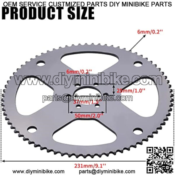 35 Chain 75 Tooth Rear Chain Sprocket cog Compatible with Coleman CT100U Trail Motovox MBX10 MBX11 MM-B80 Classic 1000w Electric Mini Bikes Go Kart Drift Trike Profile 6 Hole - Image 4