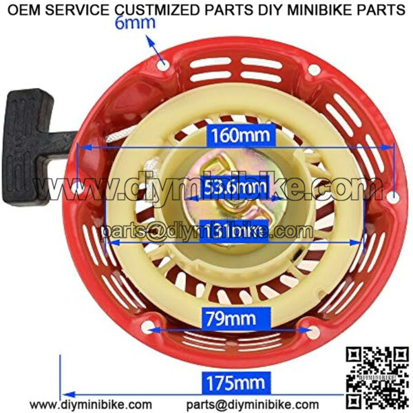 Pull Recoil Starter for Predator 196cc 212cc Harbor Freight 5.5hp 5.5hp Coleman CT200U CT200U-EX BT200X KT196 Baja Warrior Heat MB200 MB165 Massimo Mini Bike Hammerhead Go Kart Cart Red Parts - Image 4