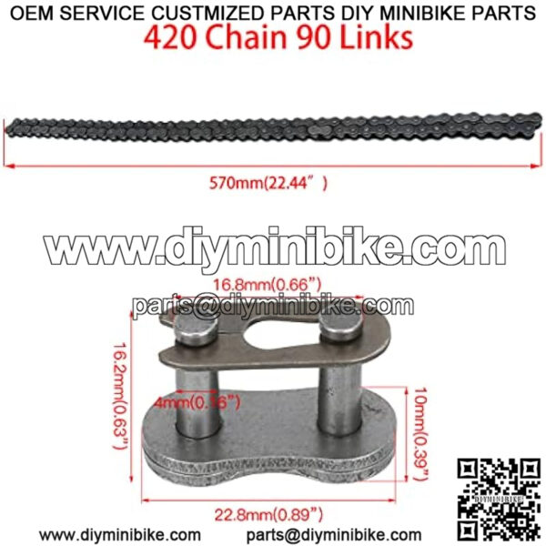 Rear Drive 420 Chain 90 Link for Coleman Mini Bike CT200U BT200X CT200U-EX Baja Warrior MB165 MB200 Heat TrailMaster Massimo 212cc 196cc 6.5hp Powersports Parts - Image 2