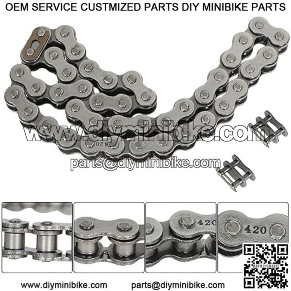 Mini Bike Chain for Coleman CT200U BT200X CT200U-EX Mini Bike Baja Warrior MB165 MB200 Front Jackshaft-#420 Chain -42 Link - Image 2