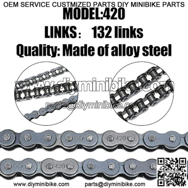 420 Drive Roller Chain 132 Links Breaker Heavy Duty for 50 70 90 110 125cc SSR TaoTao Coolster Apollo Baja Kazuma Chinese ATV?4 Wheeler Quad Pit Dirt Bike 150 212cc Go Kart Cart Mini Bike Parts - Image 2