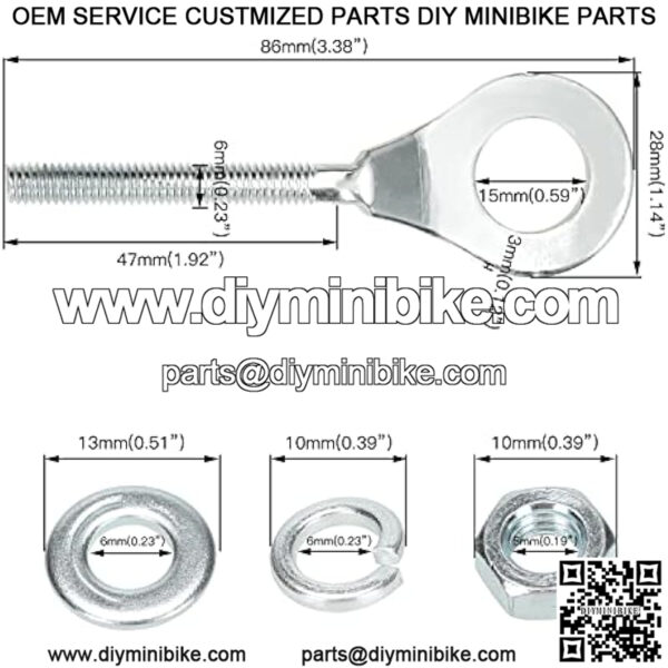 15mm Chain Adjuster Tensioner for 196cc 6.5HP Coleman CT200U CT200u-ex Massimo MB200 Baja Warrior MB165 MBX10 MBX11 Mini Bike 50cc-125cc CRF50 CRF70 XR70 XR80 Dirt Pit Bike Motorcycle ATV 2 Pcs - Image 2