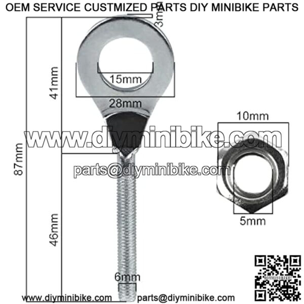 2PCS 0.6inch 15mm Chain Axle Tensioner Adjuster for 50cc-125cc for 196cc 6.5HP Massimo MB200 Baja Mini Bike MB165 MB200 Coleman CT200U Trail Motovox MBX10 MBX11 ATV Pit Dirt Bike Motorcycle - Image 3