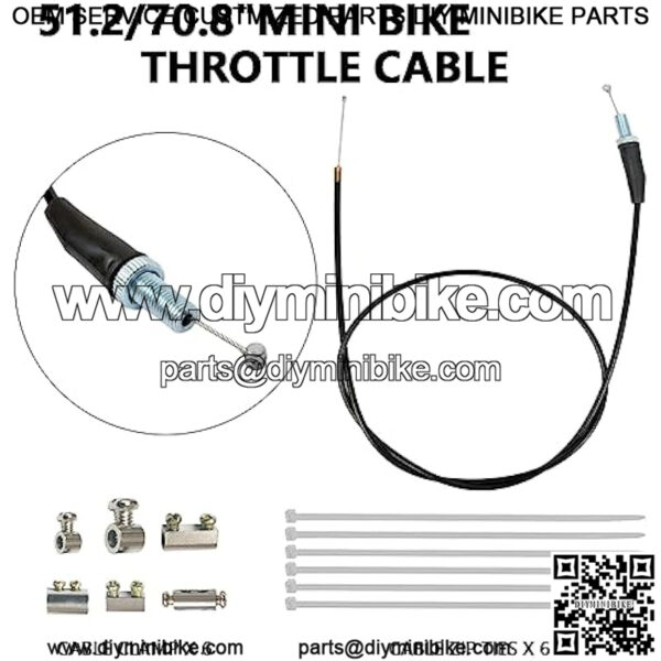 70.8"Mini Bike Throttle Cable for 212cc 196cc Coleman CT200U BT200X CT200U-EX Baja Warrior MB200 Massimo 97cc 100cc Doodle Bug DB30 Monster Mega Moto MM-B80 B105 Motovox Mini Bike (51.2 Inches 2PCS) - Image 2